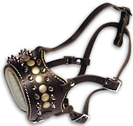 Padded leather dog muzzle with spikes for all breeds Padded leather dog muzzle with spikes for all breeds